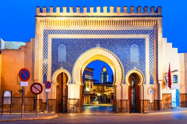 Blue street in Chefchaouen, the Blue Pearl of Morocco.